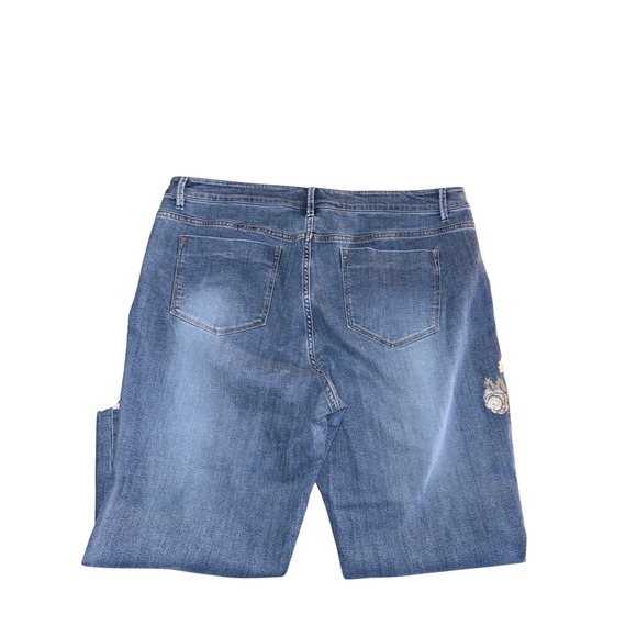 J Jill Denim Weekender Straight Leg Jeans Floral Embroidered Size 16 - Picture 2 of 4